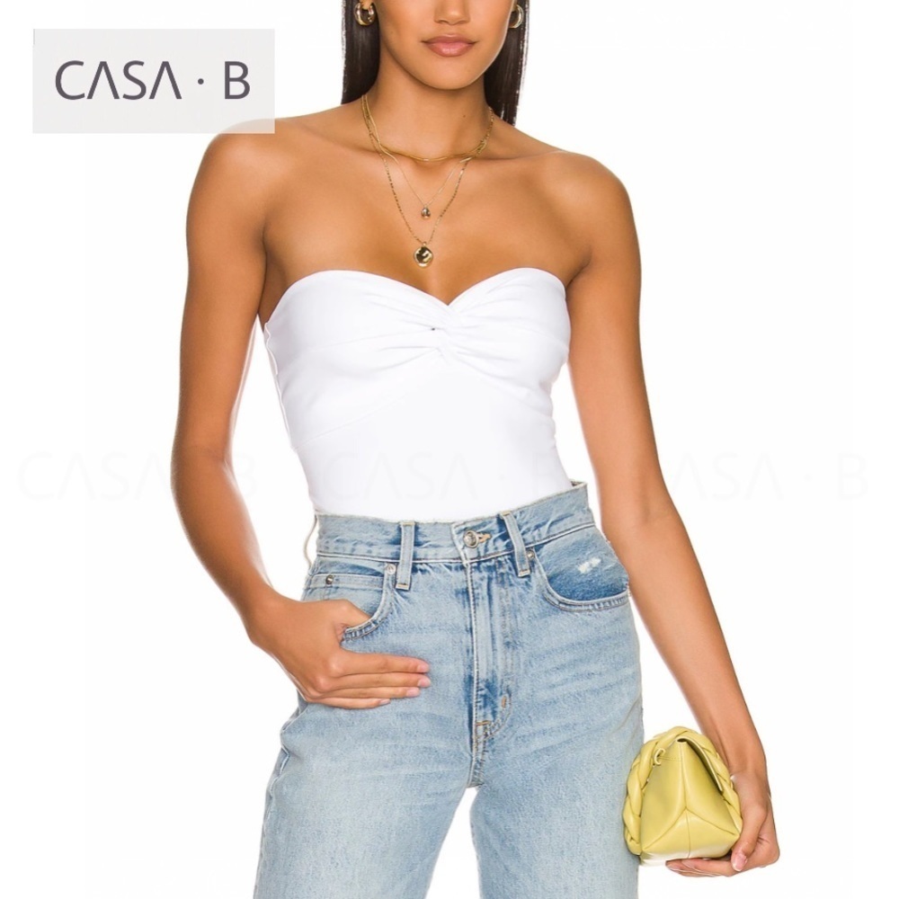 NEW ARRIVAL!💫CASA B | Renee Strapless Twist Front Knit Bandeau Top in White